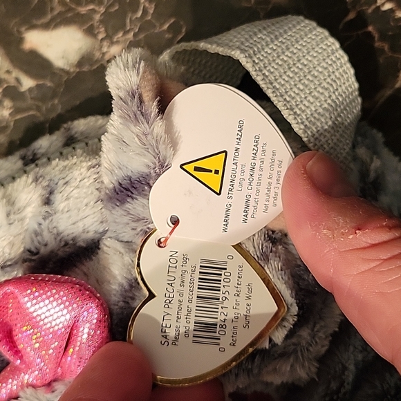 TY Kiki Grey Cat Plush Mini Purse – Glitter Eyes – Cute Crossbody Bag - Picture 6 of 9